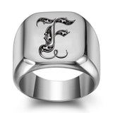 Classic Noble Initial Ring | White Gold