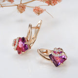 Crimson Square Crystal Earrings | Rosegold