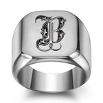 Classic Noble Initial Ring | White Gold
