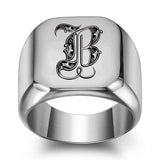 Classic Noble Initial Ring | White Gold