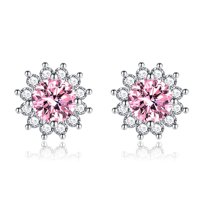 BOUCLES D'OREILLES ROSE | OR BLANC
