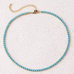 Turquoise Round Tennis Necklace | Gold