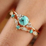 Aureva Turquoise Crown Ring Set | Gold