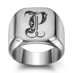 Classic Noble Initial Ring | White Gold