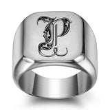 Classic Noble Initial Ring | White Gold