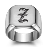 Classic Noble Initial Ring | White Gold