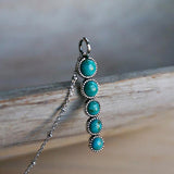 COLLIER VINTAGE ETHNIQUE TURQUOISE GÉOMÉTRIQUE MOTIF PENDENTIF