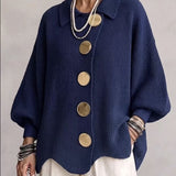 CARDIGAN FEMME OVERSIZE À COL BOUTONNÉ EN MAILLE CÔTELÉE