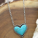 COLLIER VINTAGE TURQUOISE CŒUR MOTIF