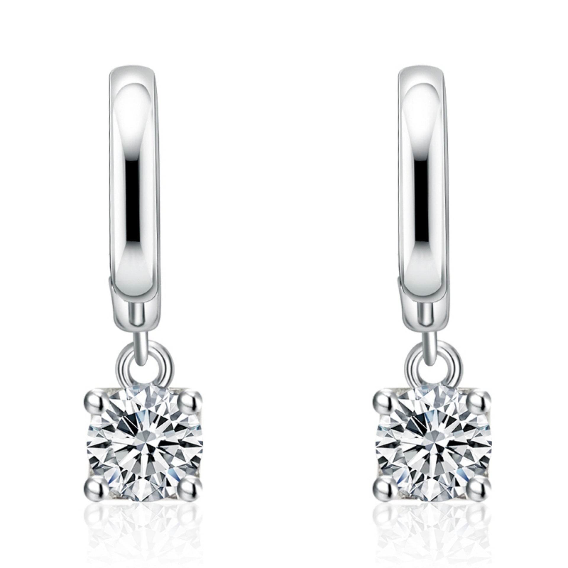 BOUCLES PENDANTES CARRÉ | OR BLANC