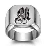 Classic Noble Initial Ring | White Gold