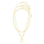 Open Circle Three Row Necklace | Gold