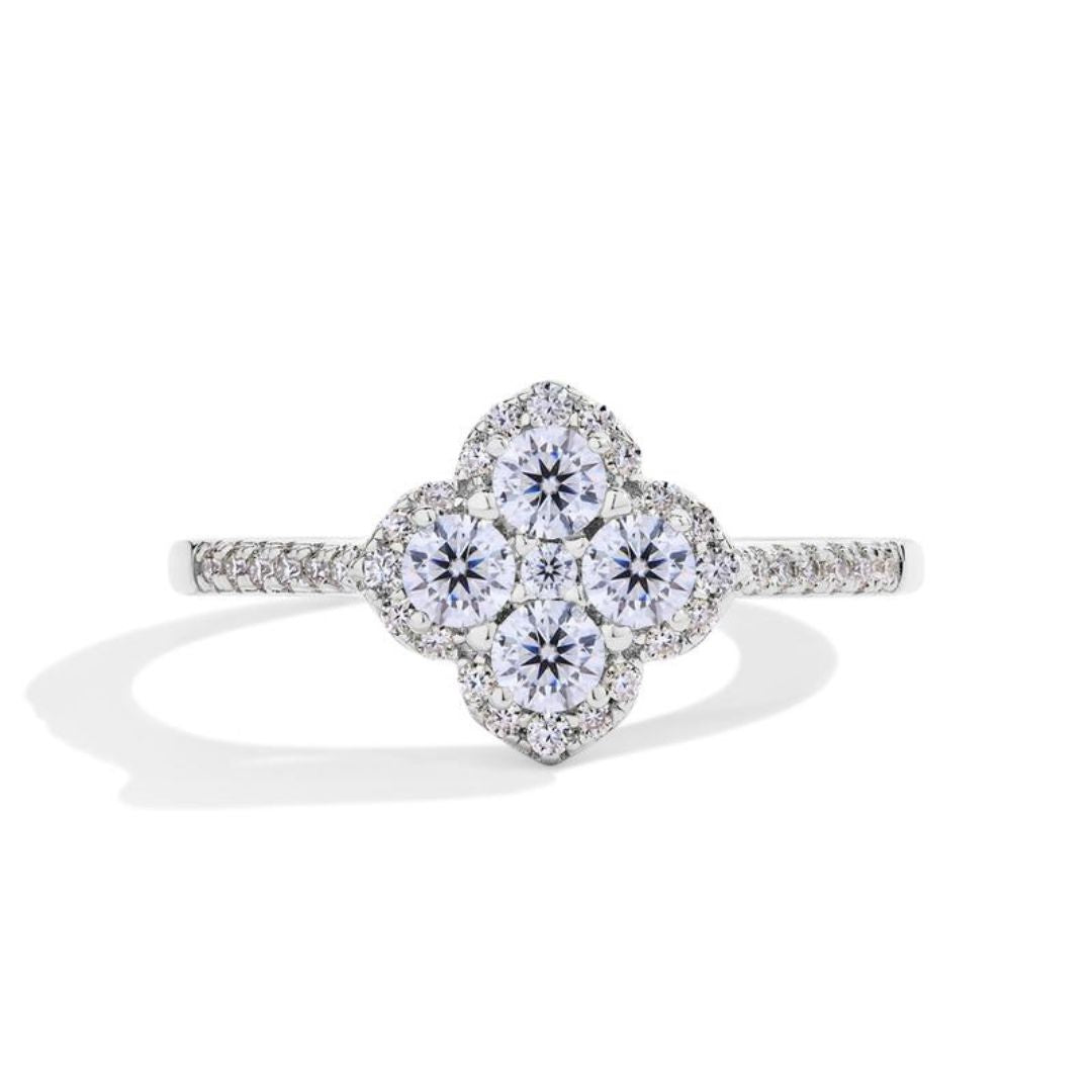 BAGUE TRÈFLE | OR BLANC