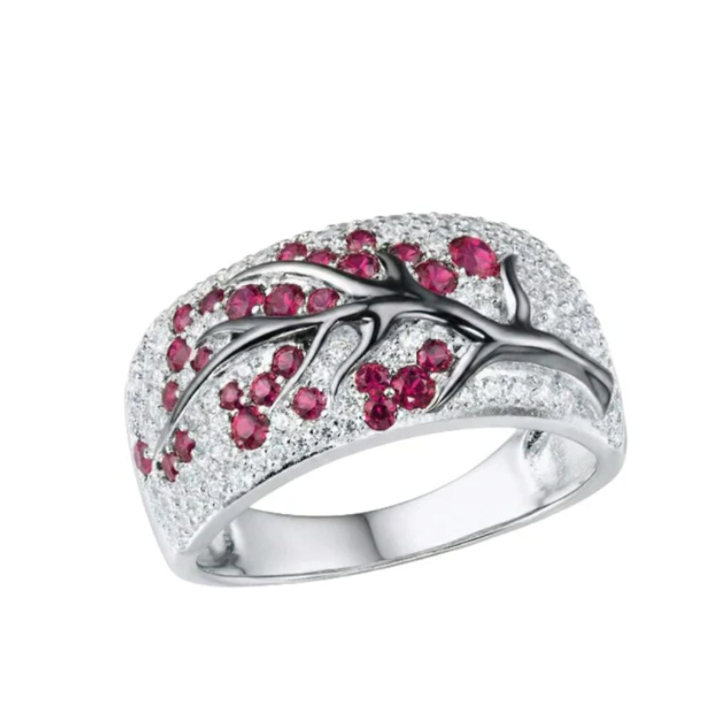 Bague Rubis Fleur Arbre