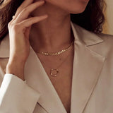 Flat Link Curb Chain Necklace - Gold