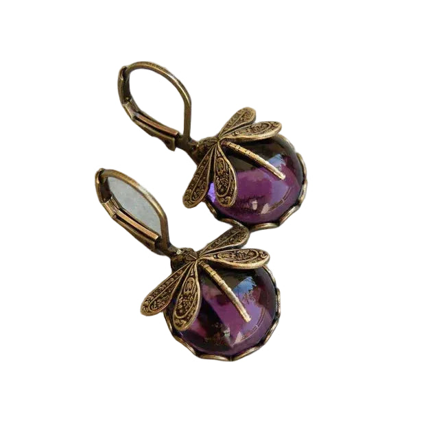Antique Gold Dragonfly Earrings