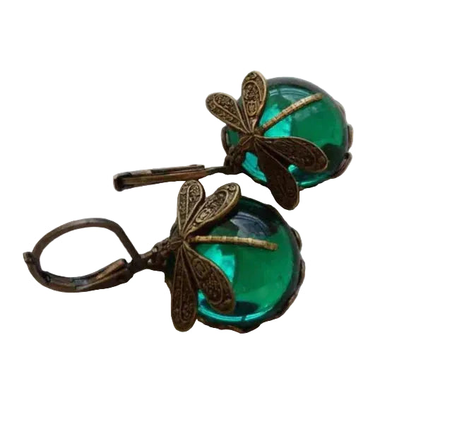 Antique Gold Dragonfly Earrings