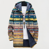 FRAUKE | CARDIGAN À CAPUCHE RAYURES ETHNIQUES