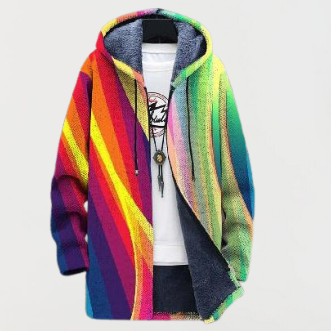 ANTONIA | VESTE À CAPUCHE RAYURES ARC-EN-CIEL