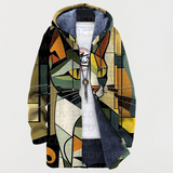 XENIA | VESTE À CAPUCHE CHATS CUBISTES