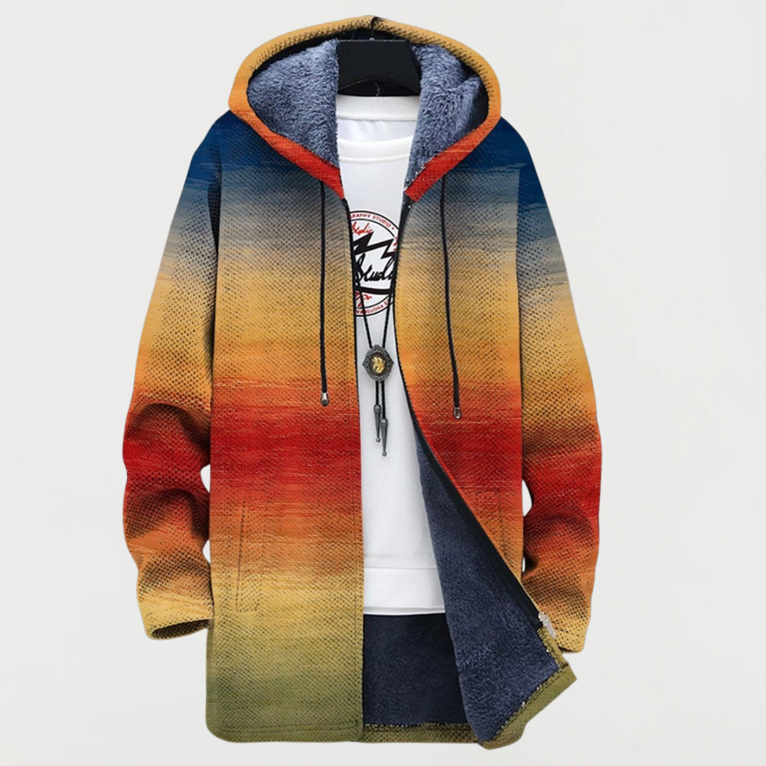 ELFRUN | CARDIGAN À CAPUCHE DÉGRADÉ COUCHER DE SOLEIL