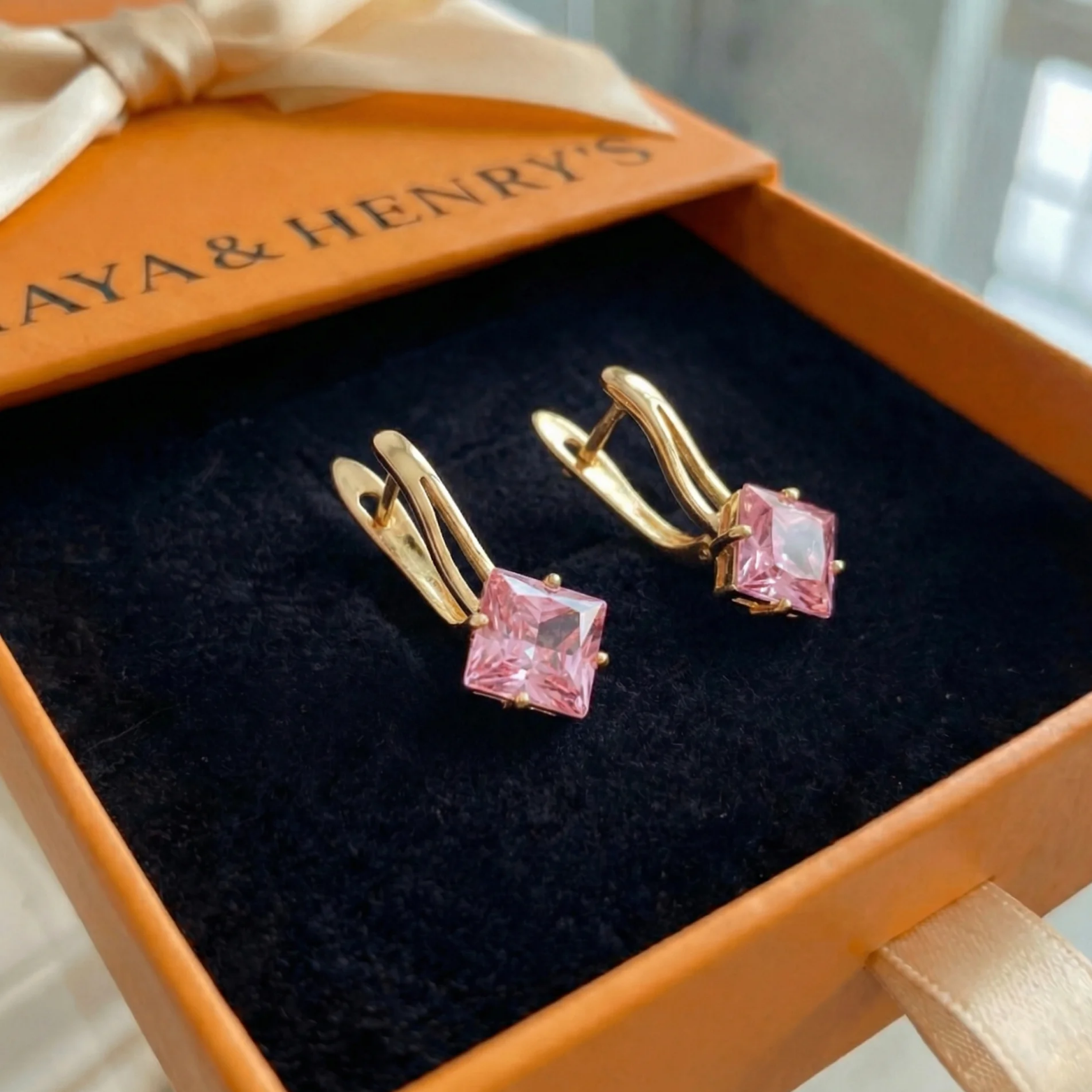 Boucles d'Oreilles Rose Luxe Couronne Lumineuse | Or Rose
