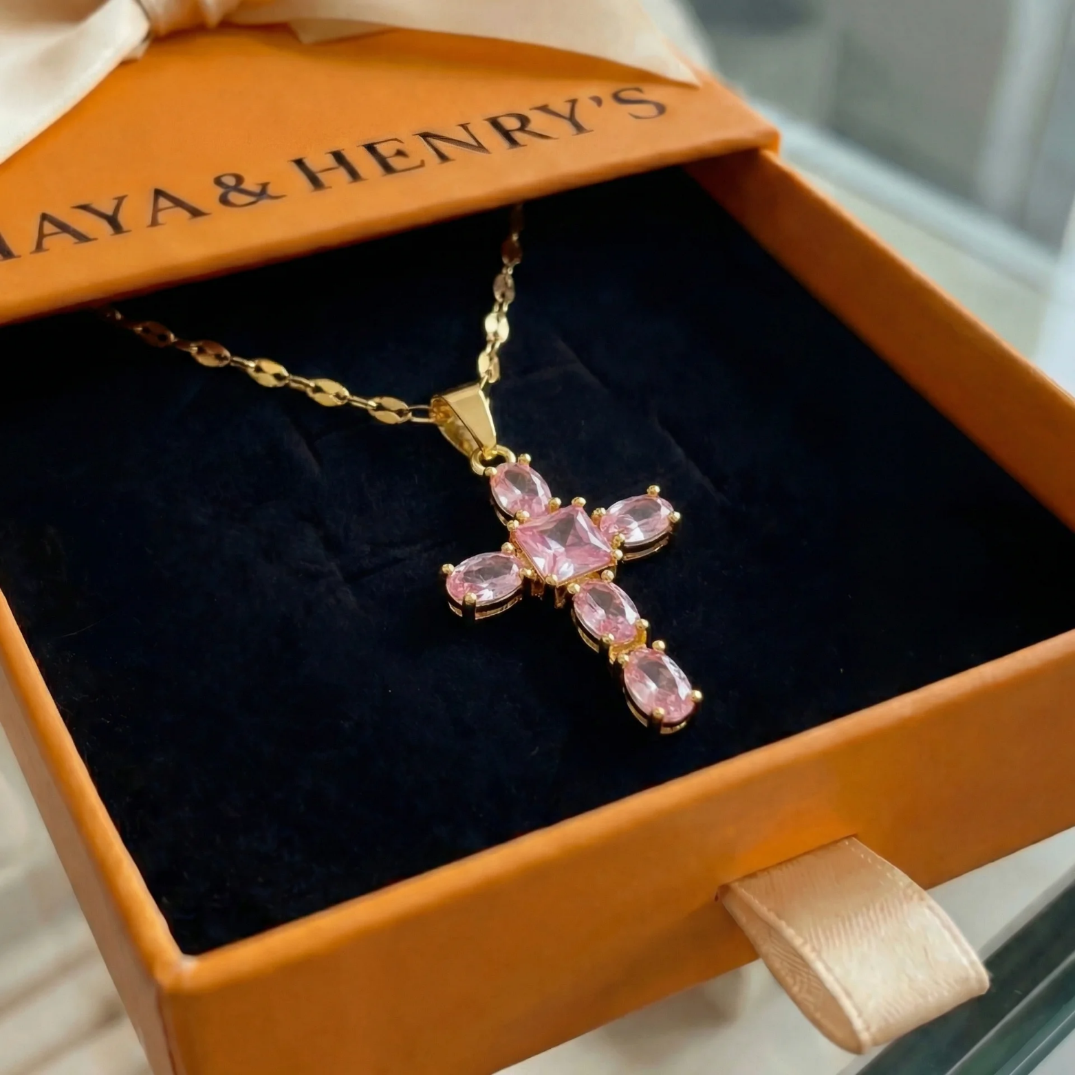Collier Rose Faith Croix | Or