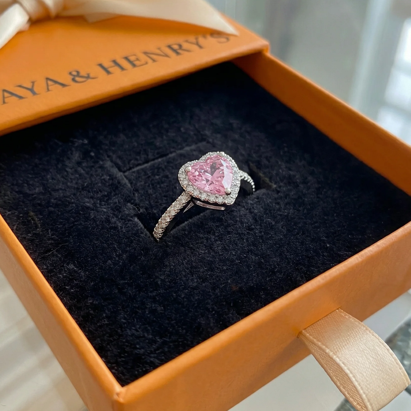 Bague Baiser de Rose Cœur | Or Blanc