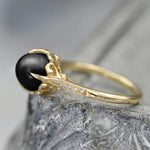 Art Deco Pearl Solitaire Gold Ring