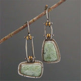 BOUCLES D'OREILLES ARTISANAL TURQUOISE ARGENT GOUTTE
