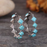 Bohemian Vintage Turquoise U-Shaped Hoop Earrings