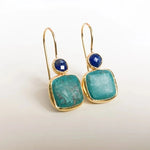 BOUCLES D'OREILLES VINTAGE OR ORNÉ TURQUOISE