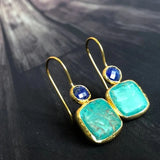 BOUCLES D'OREILLES VINTAGE OR ORNÉ TURQUOISE