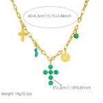 COLLIER EXCLUSIF INOXYDABLE ACIER TURQUOISE CROIX