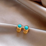 BOUCLES D'OREILLES INTEMPOREL TURQUOISE INCURVÉ CUIVRE