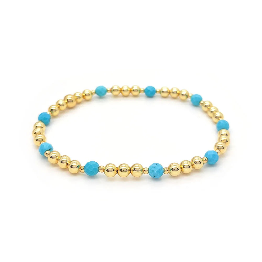 BRACELET VINTAGE TURQUOISE PERLÉ CROIX BRELOQUE