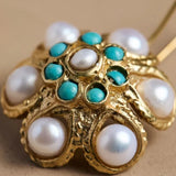 Vintage Pearl & Turquoise Cluster Earrings