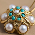 BOUCLES D'OREILLES VINTAGE PERLEETTURQUOISE GRAPPE