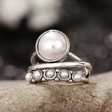 BAGUE CLASSIQUE PERLEETARGENT MULTI-ANNEAUX