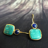 BOUCLES D'OREILLES VINTAGE OR ORNÉ TURQUOISE