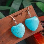 BOUCLES D'OREILLES ANTIQUE TURQUOISE CŒUR GOUTTE