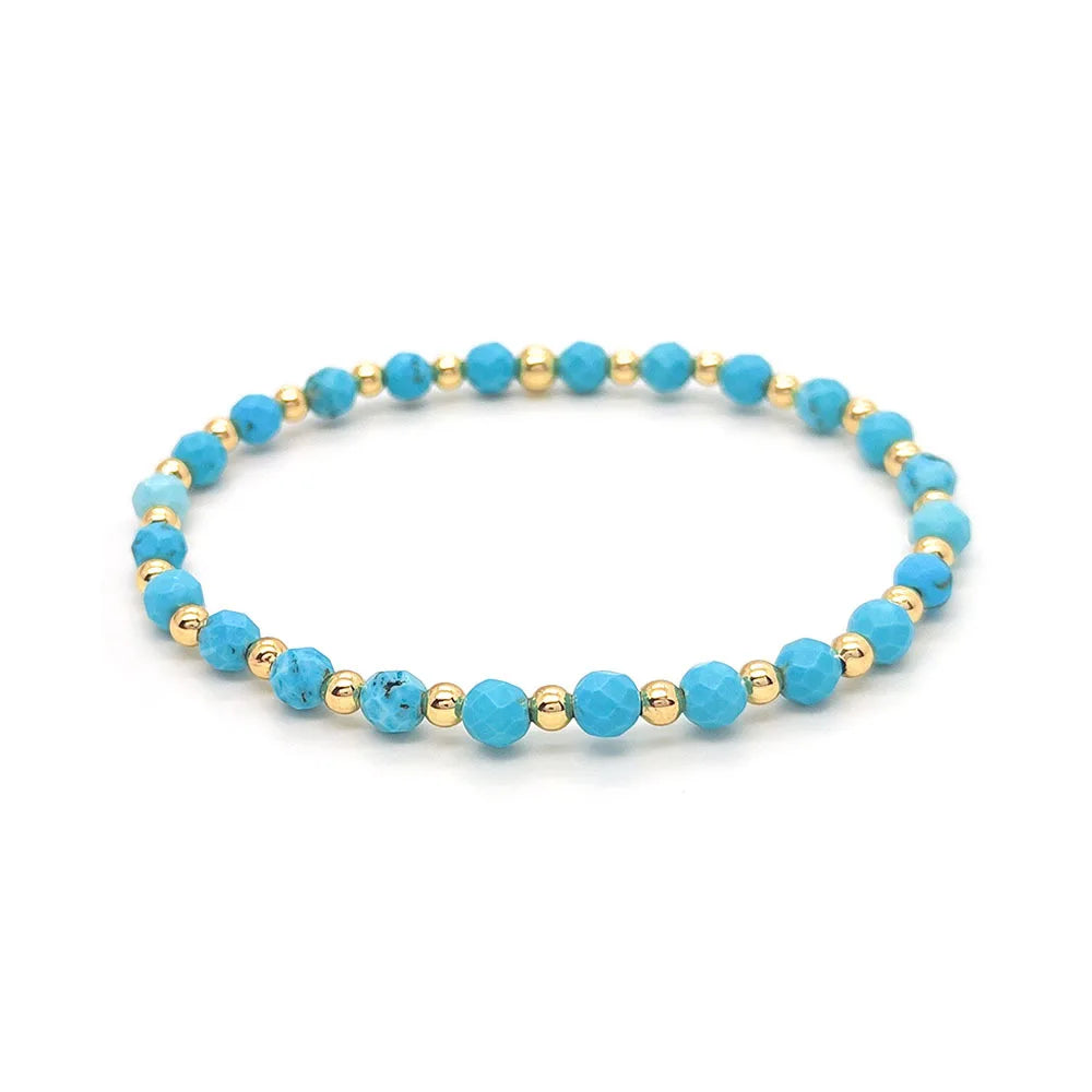 BRACELET VINTAGE TURQUOISE PERLÉ CROIX BRELOQUE