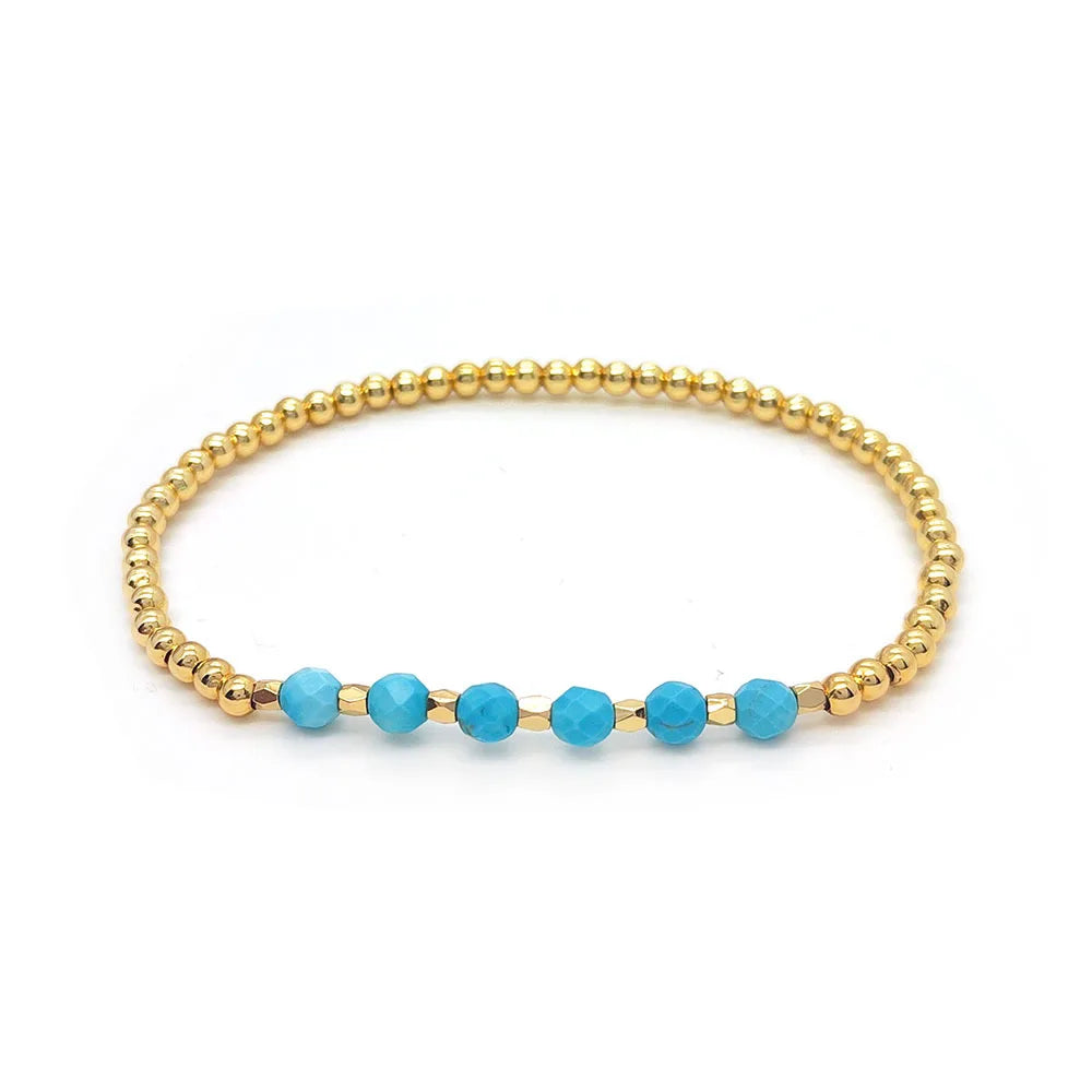 BRACELET VINTAGE TURQUOISE PERLÉ CROIX BRELOQUE