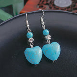 BOUCLES D'OREILLES ANTIQUE TURQUOISE CŒUR GOUTTE