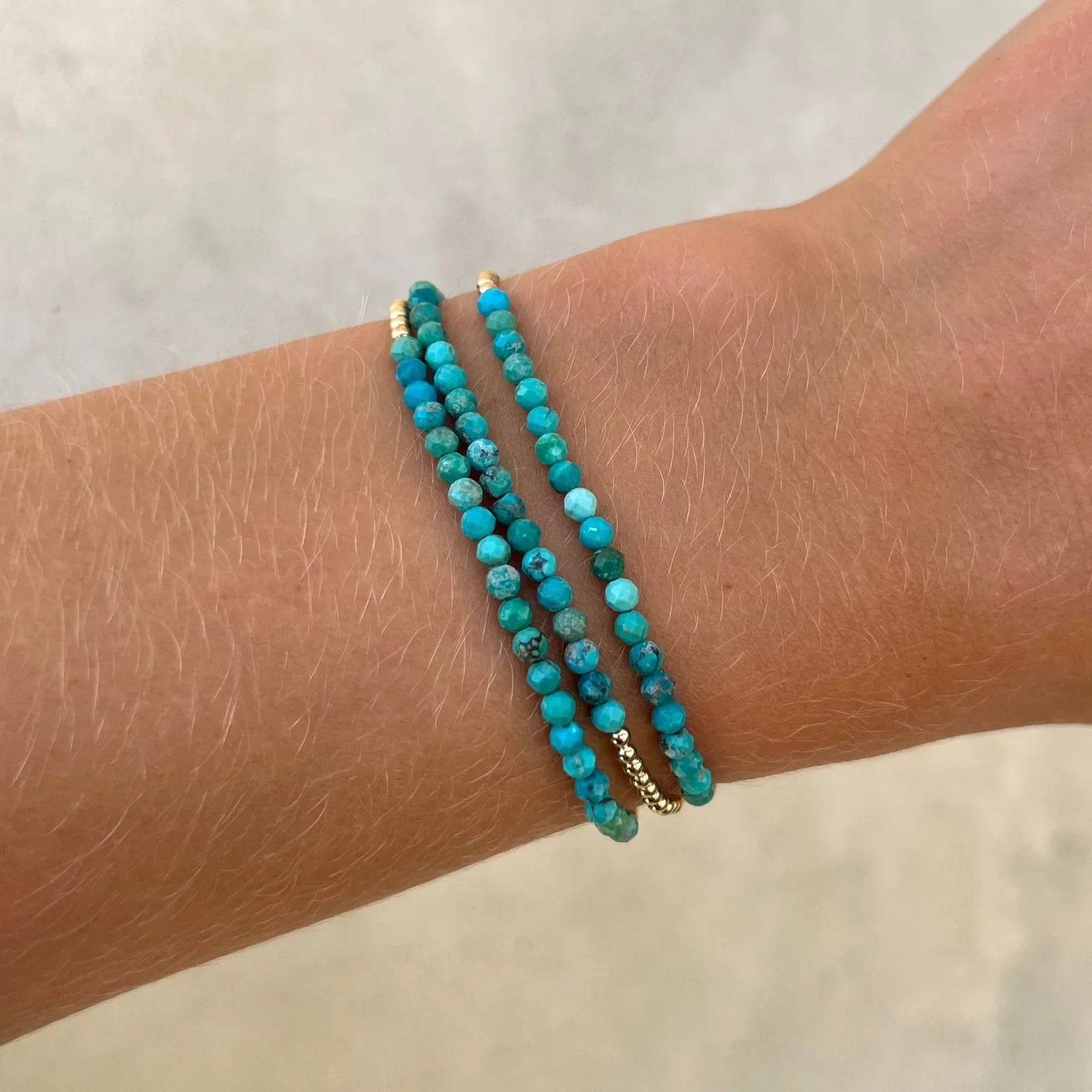 BRACELET 18K OR TURQUOISE PERLÉ