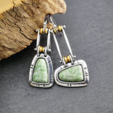 BOUCLES D'OREILLES ARTISANAL TURQUOISE ARGENT GOUTTE