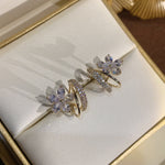 Floral Elegance Gold Earrings with Sparkling Zirconia