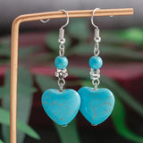 BOUCLES D'OREILLES ANTIQUE TURQUOISE CŒUR GOUTTE