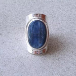BAGUE VINTAGE BLEU INCRUSTÉ PIERRE ORETARGENT