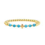 BRACELET VINTAGE TURQUOISE PERLÉ CROIX BRELOQUE